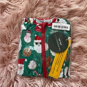 Little Sleepies Green Holiday Santa & Snowman Zipper Pajama